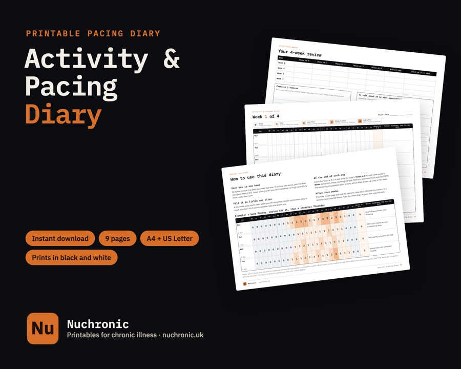 Activity & Pacing Diary cover